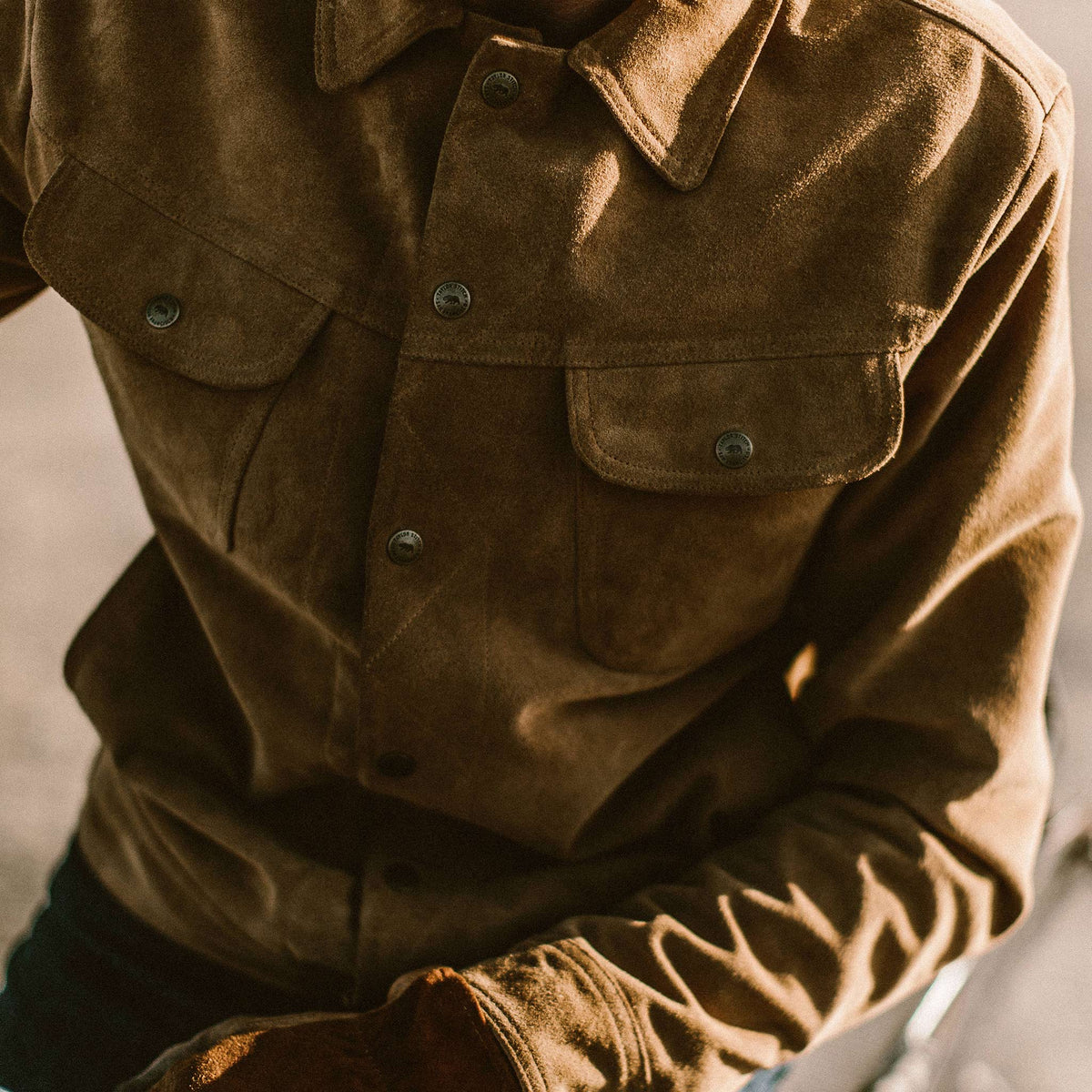 Men's The Long Haul Jacket in Sand Weatherproof Suede