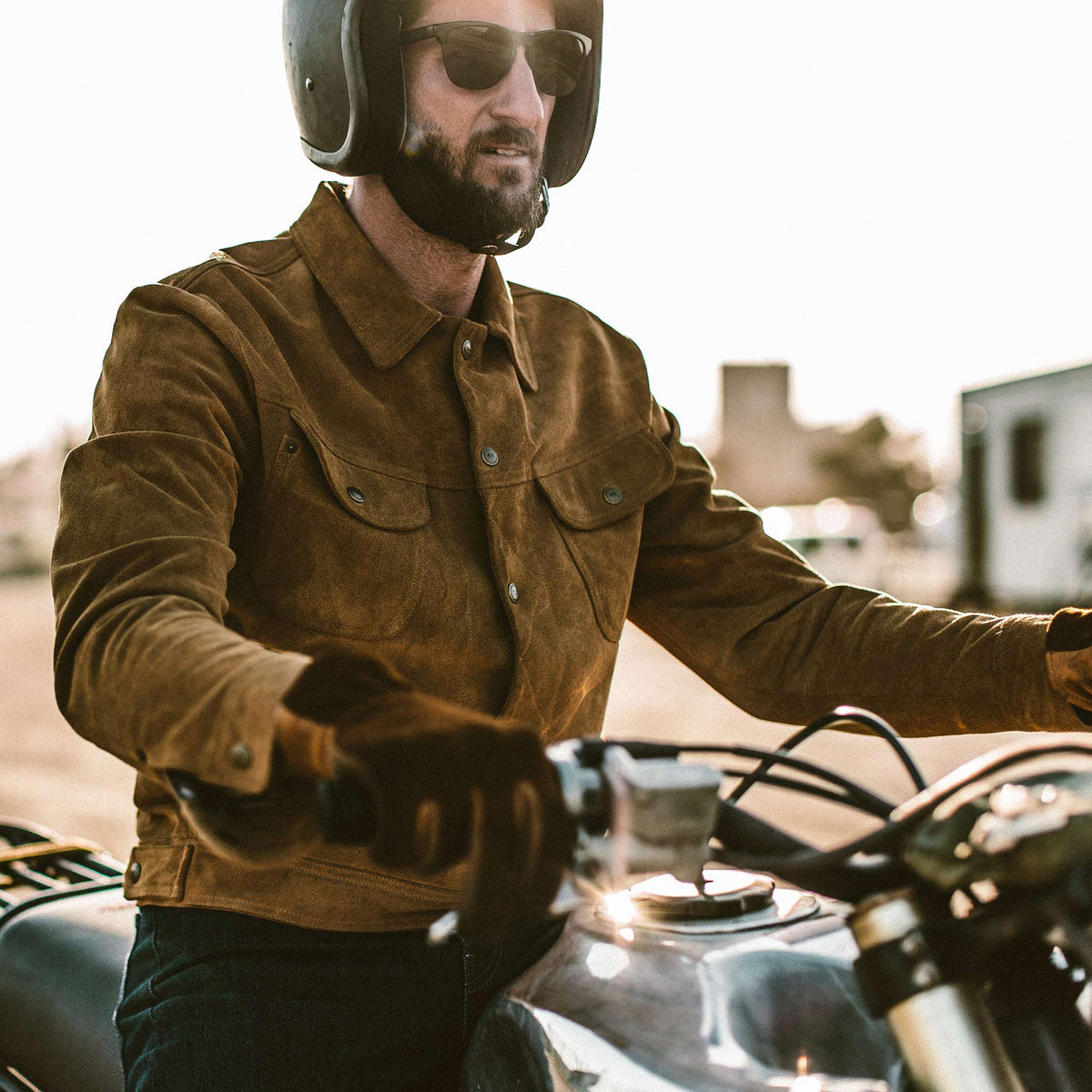 Men's The Long Haul Jacket in Sand Weatherproof Suede