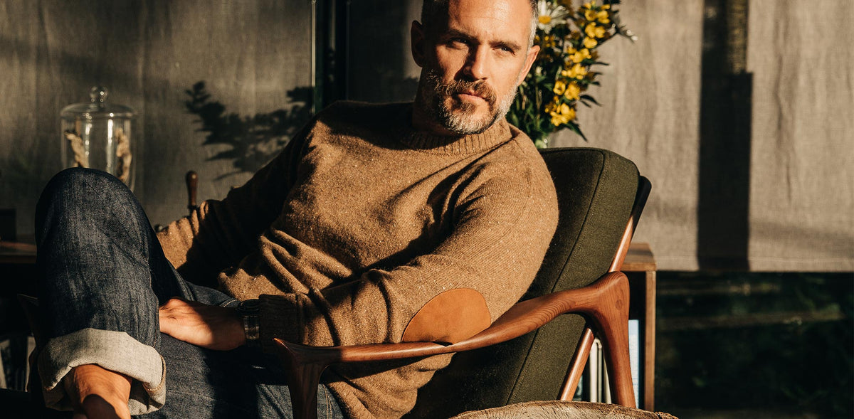 Men's The Hardtack Sweater in Oak Donegal