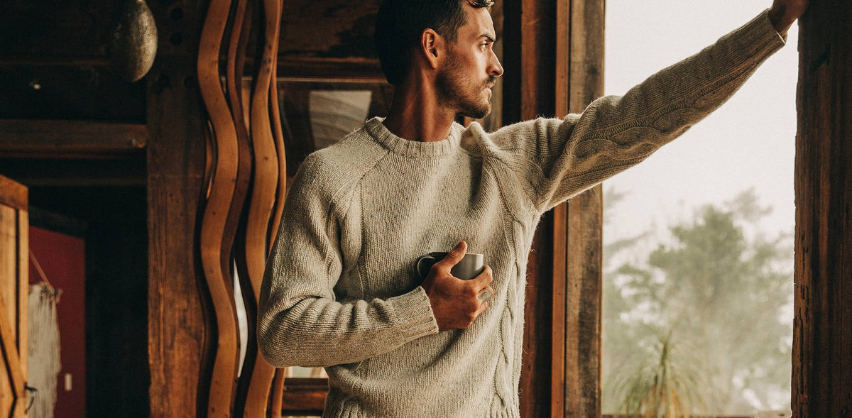 Men's The Topside Sweater in Natural Cable Knit