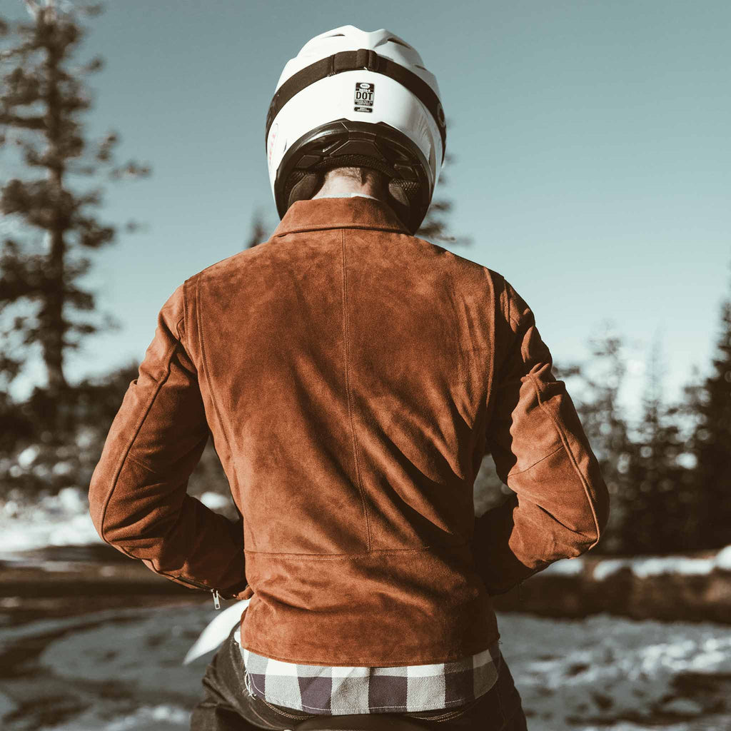 Men's The Moto Jacket in Tobacco Weatherproof Suede