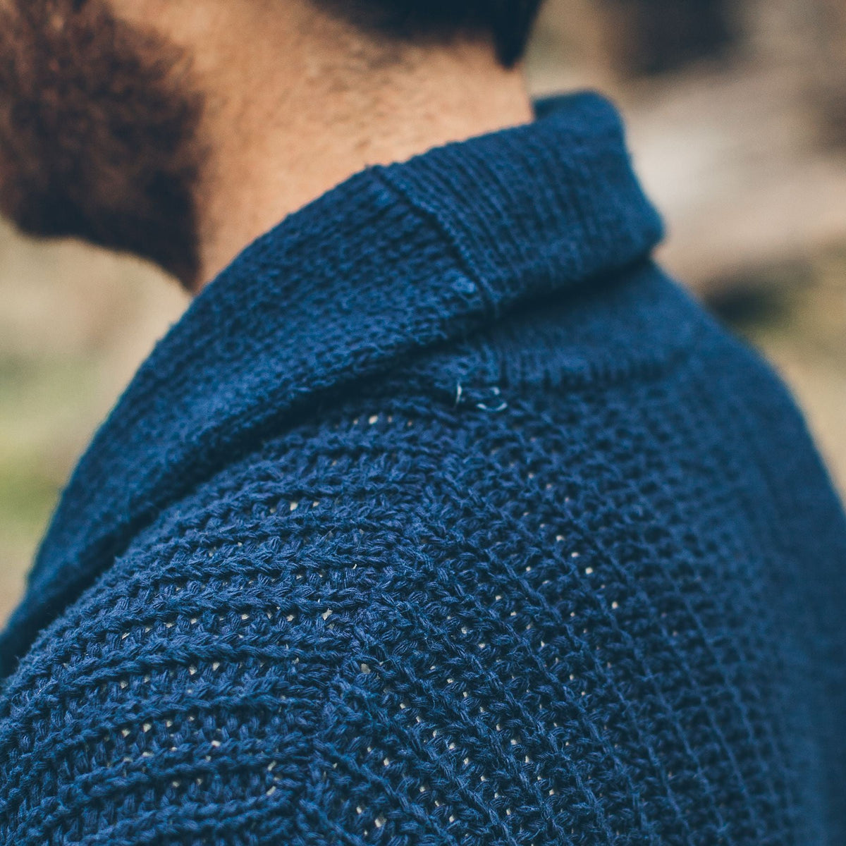 Men's The Shawl Cardigan in Indigo Dipped Cotton — Sweater