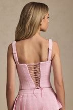 Women's Lace-Up Corset Top in Soft Pink