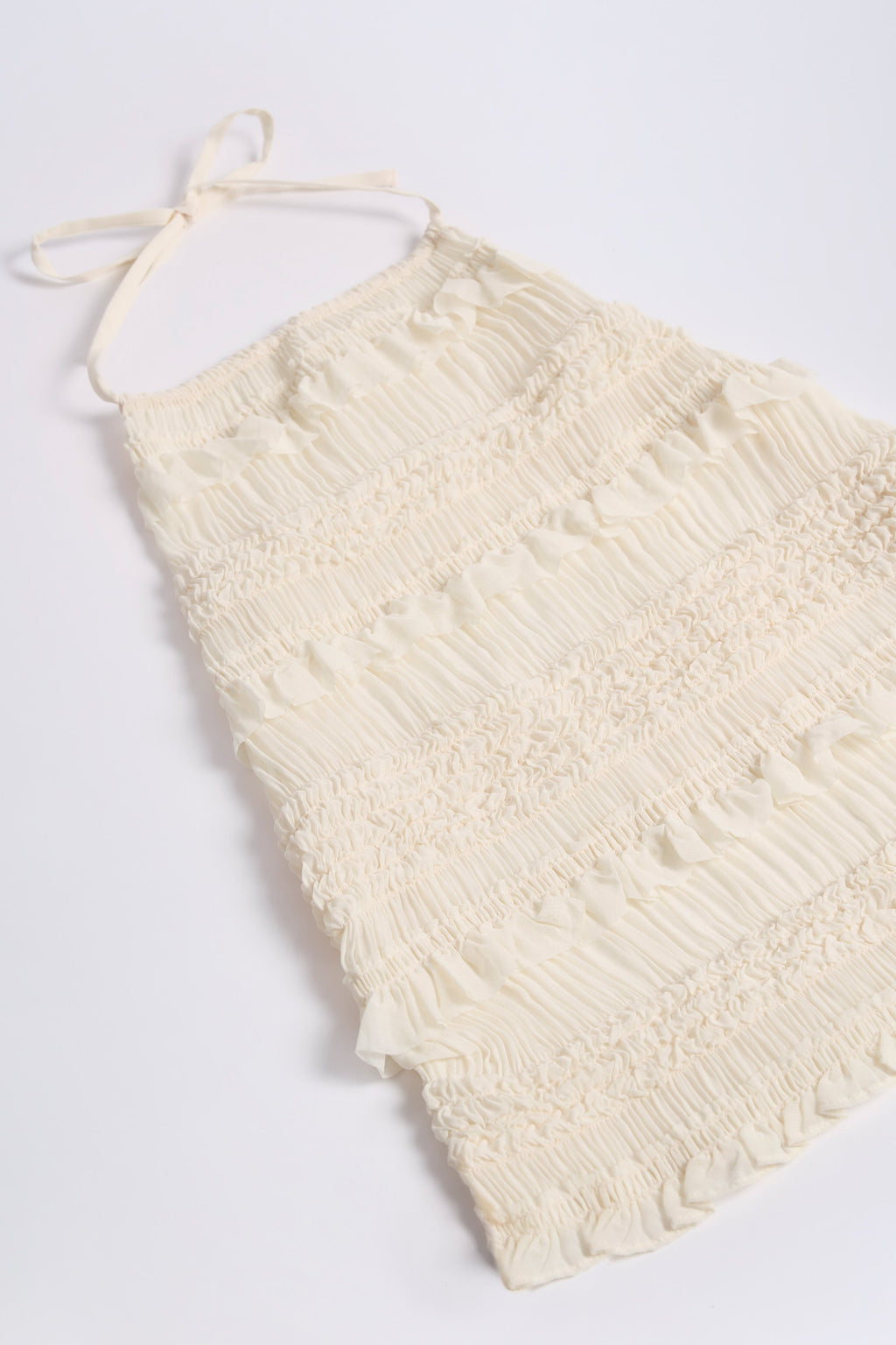 Women's Ruffled High-Neck Backless Top in Ivory