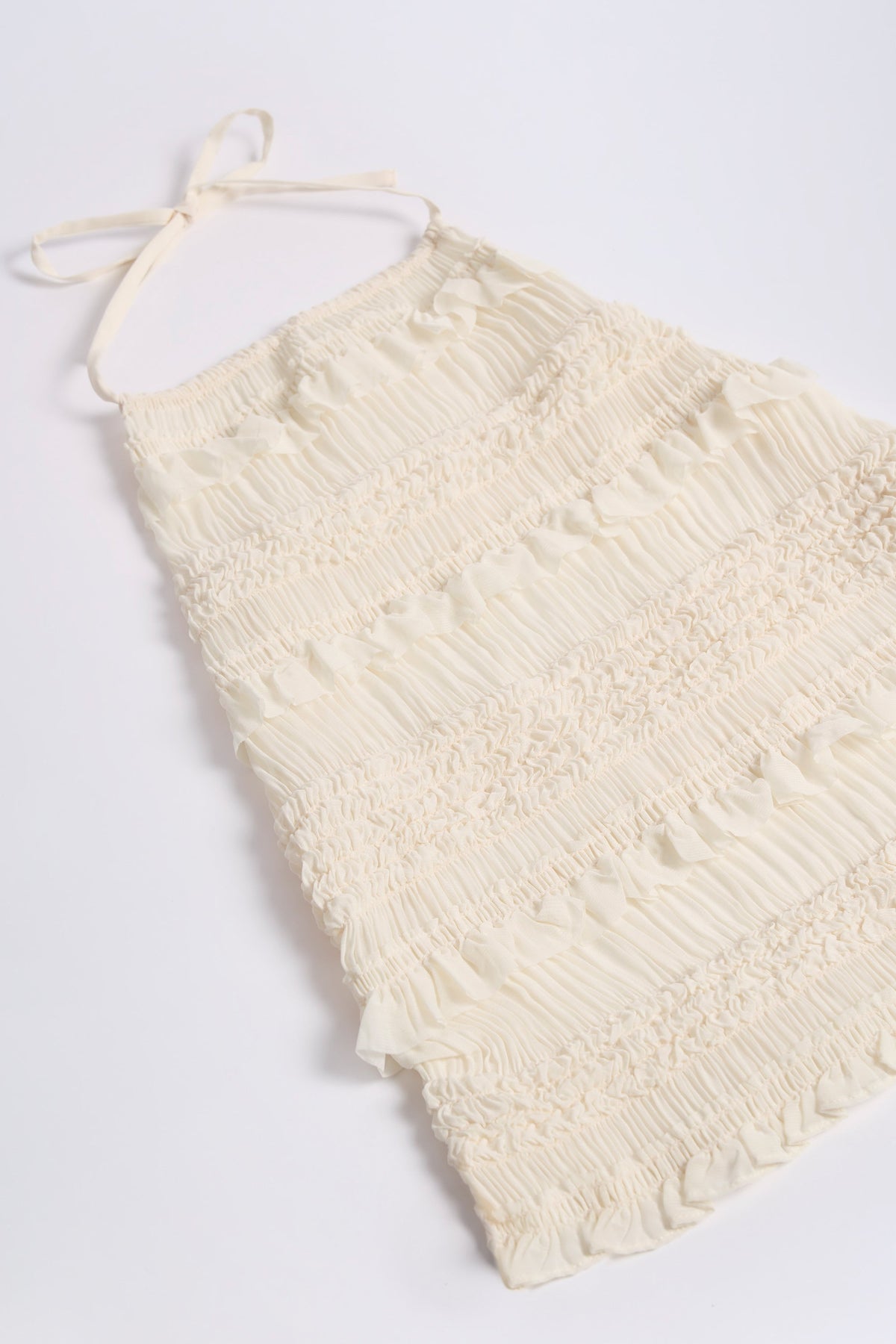 Women's Ruffled High-Neck Backless Top in Ivory