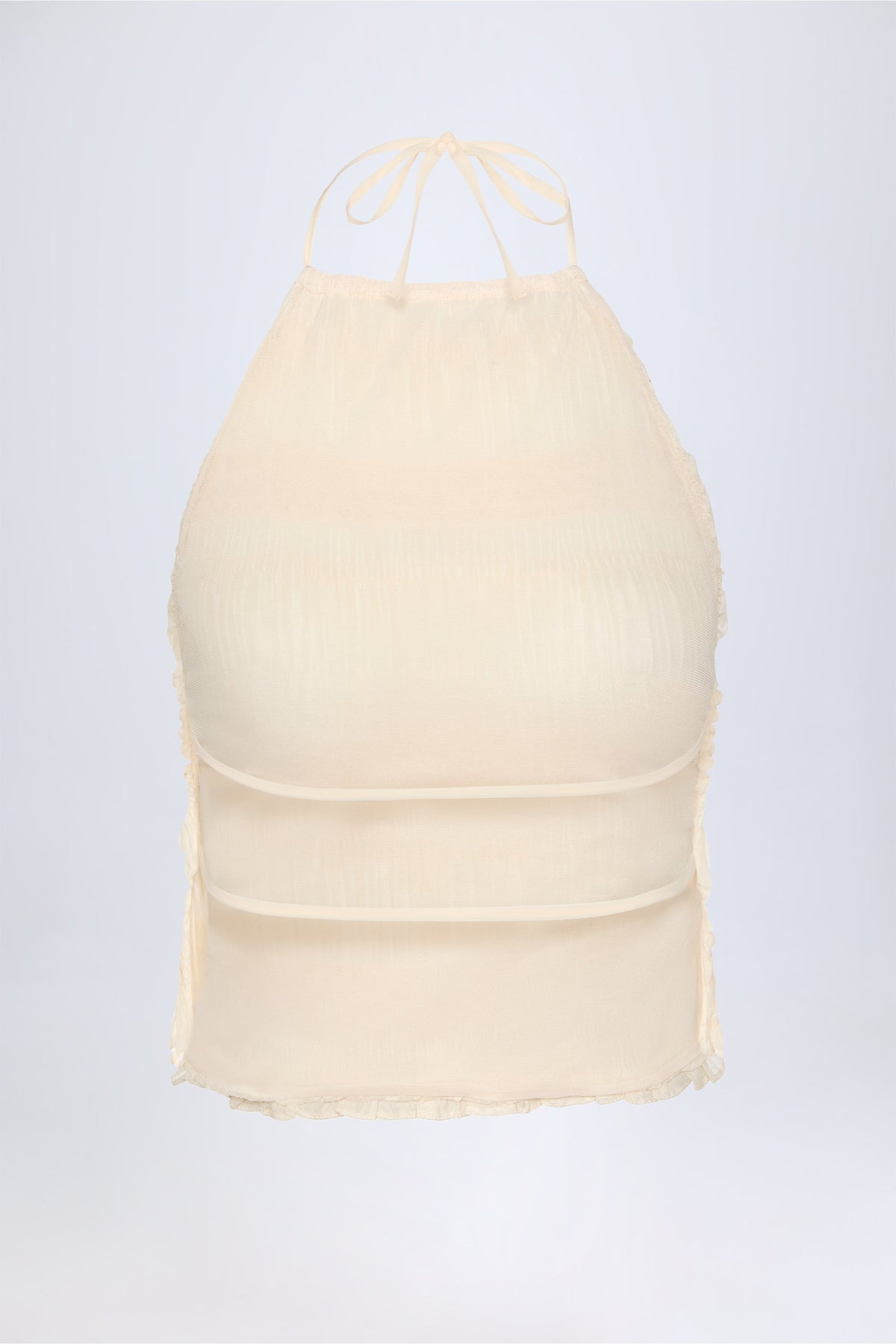 Women's Ruffled High-Neck Backless Top in Ivory