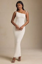 Women's Textured Jersey Backless Maxi Dress in Ivory — Dress