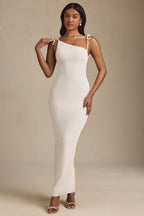 Women's Textured Jersey Backless Maxi Dress in Ivory — Dress