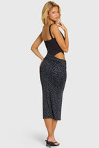 Women's Bodice Draped Midi Dress in Black — Dress