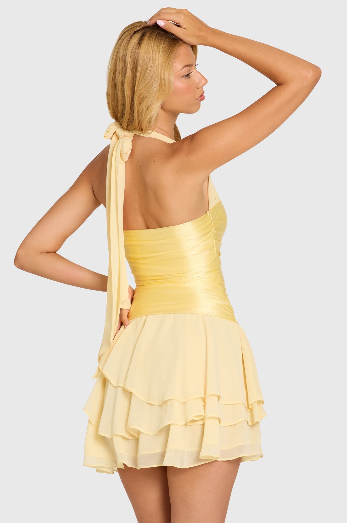 Women's Satin Corset Mini Dress in Butter — Dress