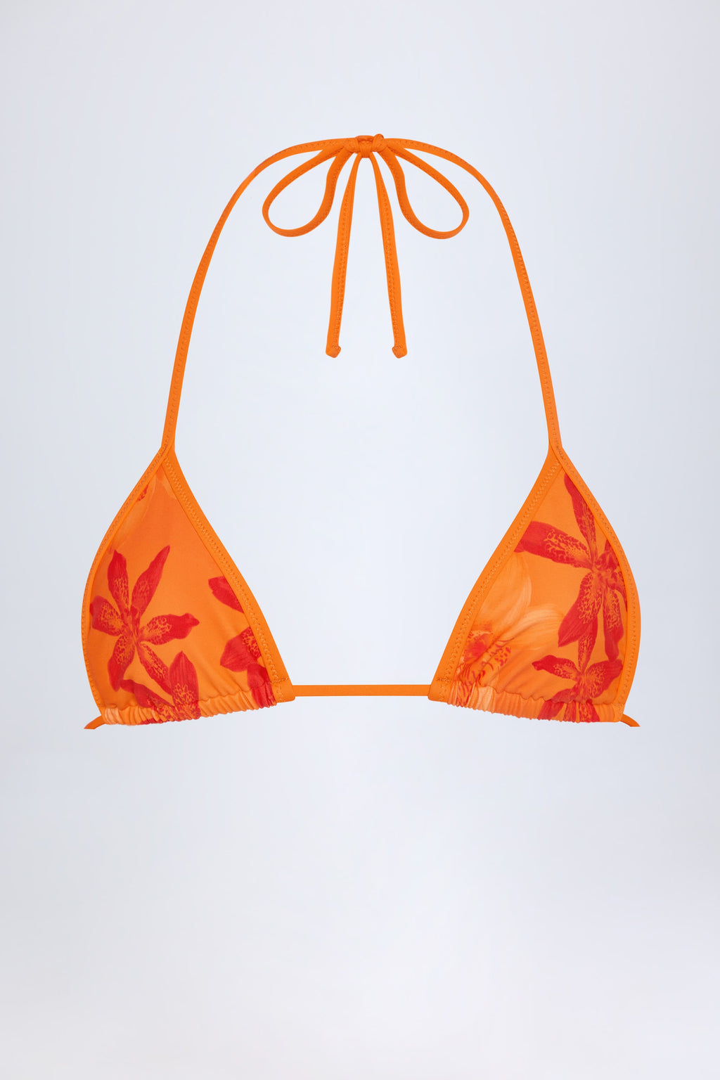 Women's Triangle Bikini Top in Orange Orchid Print — Swimwear