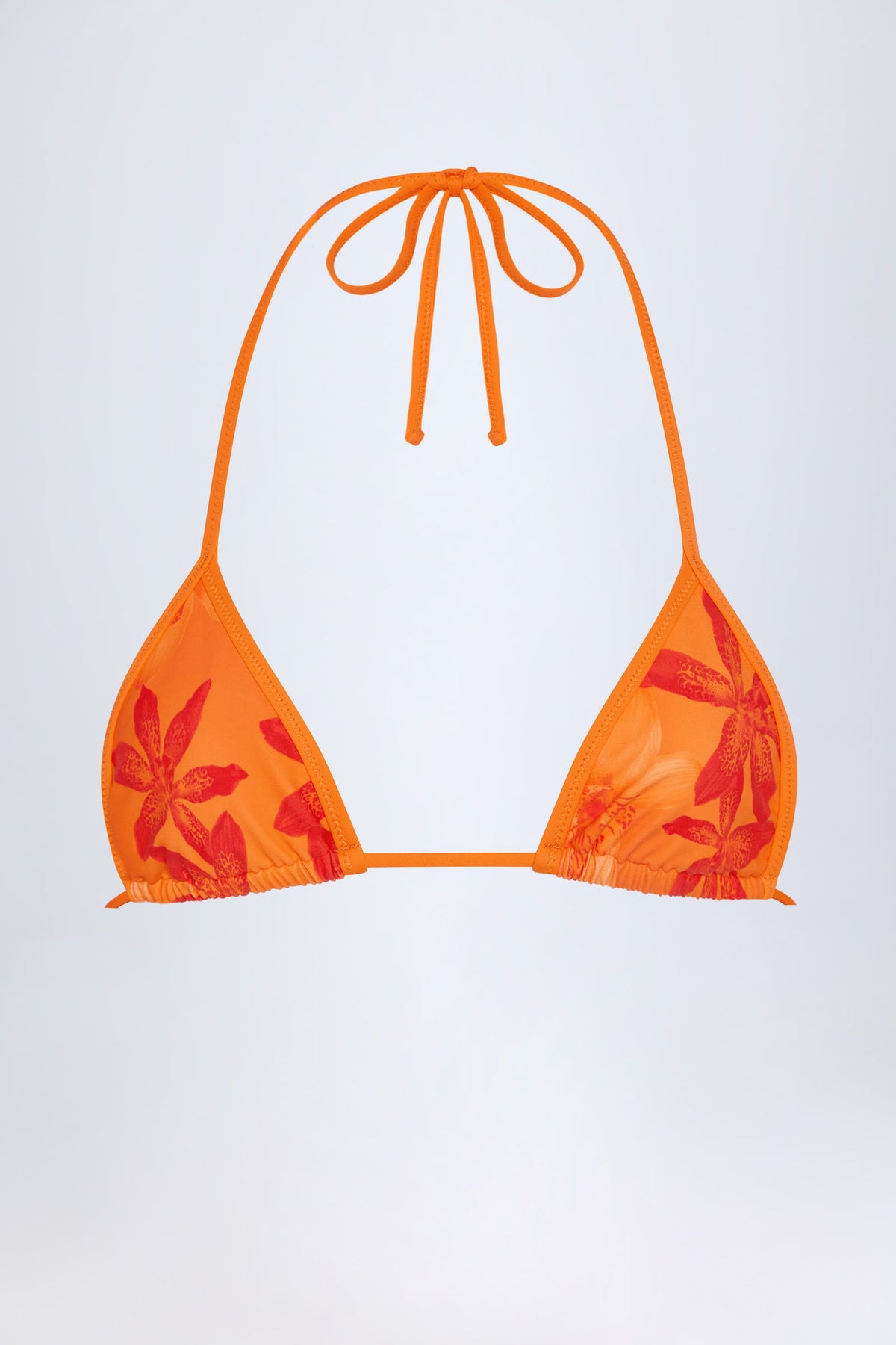 Women's Triangle Bikini Top in Orange Orchid Print — Swimwear