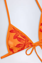 Women's Triangle Bikini Top in Orange Orchid Print — Swimwear
