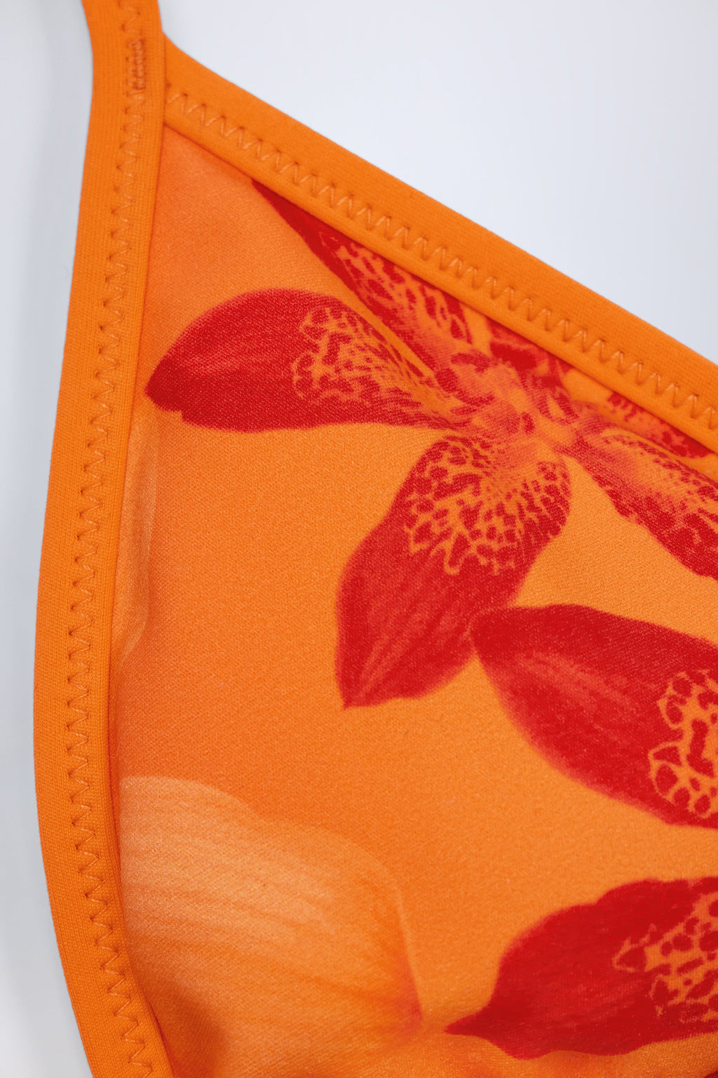 Women's Triangle Bikini Top in Orange Orchid Print — Swimwear