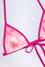 Women's Triangle Bikini Top in Pink Orchid Print — Swimwear