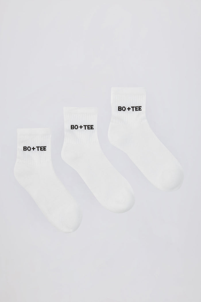 Women's Ribbed Crew Sock Bundle in White
