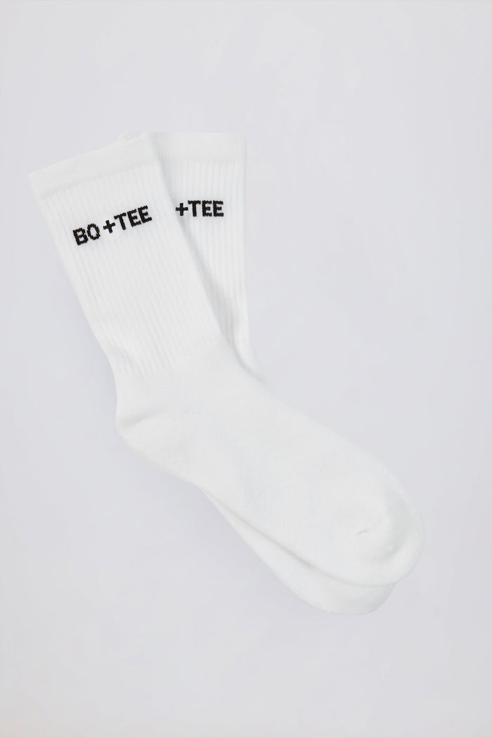 Women's Ribbed Half-Crew Socks in White