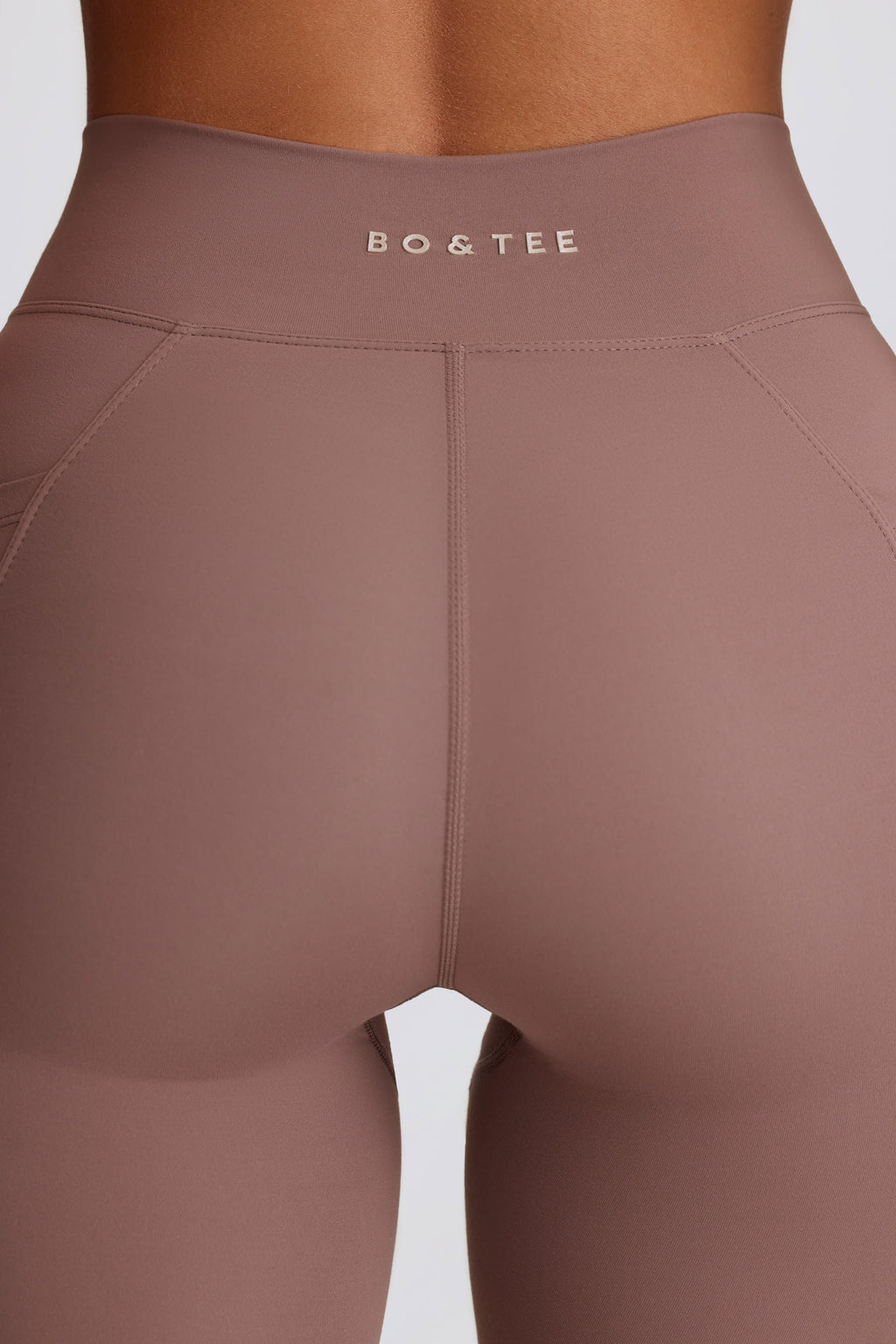 Women's Soft Active V-Waist Pocket Flared Leggings in Mocha — Activewear
