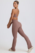 Women's Soft Active V-Waist Pocket Flared Leggings in Mocha — Activewear
