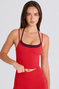 Women's Soft Active Layered Cropped Tank Top in Strawberry — Activewear