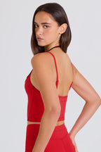 Women's Soft Active Layered Cropped Tank Top in Strawberry — Activewear