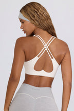 Women's Soft Active V-Neck Sports Bra in White — Activewear