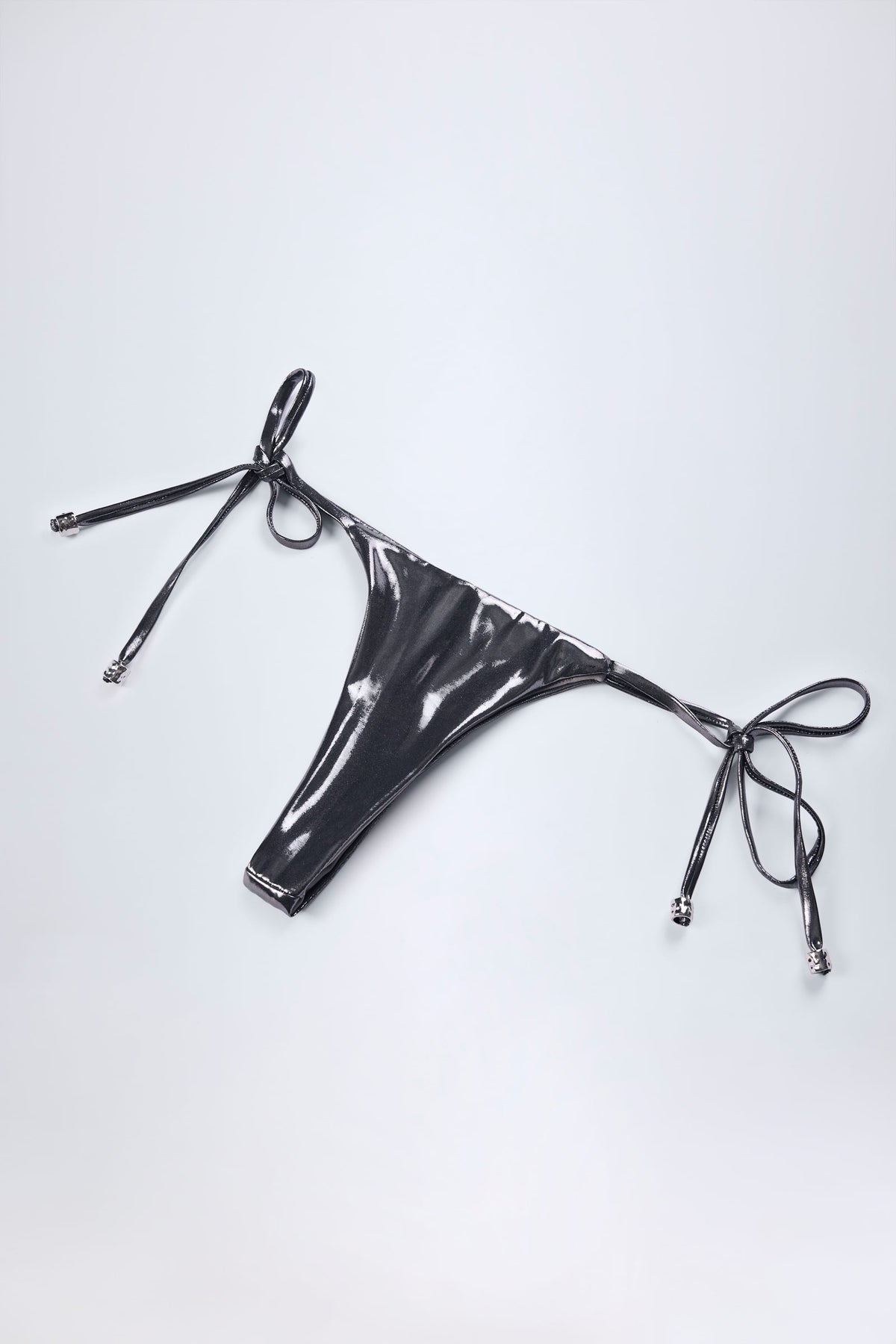 Women's Thong Bikini Bottoms in Silver Chrome — Swimwear