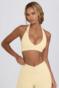 Women's Brushed Jersey V-Neck Sports Bra in Lemon Marl — Activewear