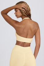 Women's Brushed Jersey V-Neck Sports Bra in Lemon Marl — Activewear