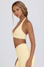 Women's Brushed Jersey V-Neck Sports Bra in Lemon Marl — Activewear