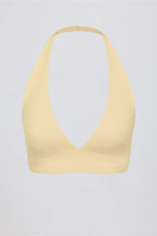 Women's Brushed Jersey V-Neck Sports Bra in Lemon Marl — Activewear