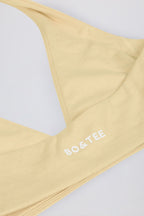 Women's Brushed Jersey V-Neck Sports Bra in Lemon Marl — Activewear