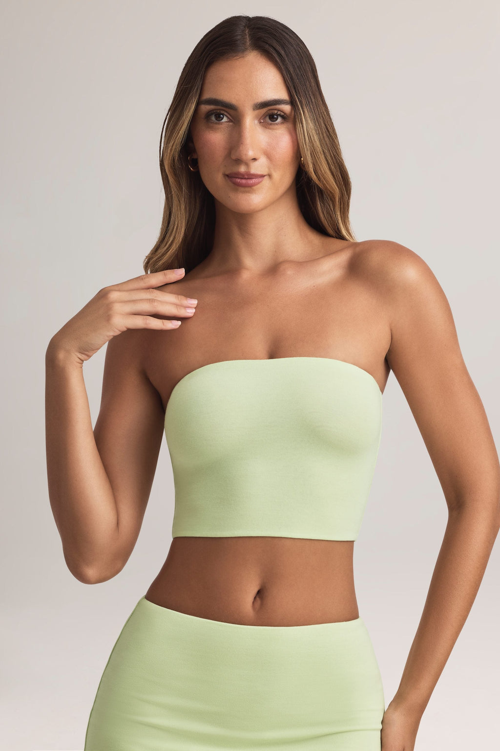 Women's Modal Strapless Crop Top in Lime