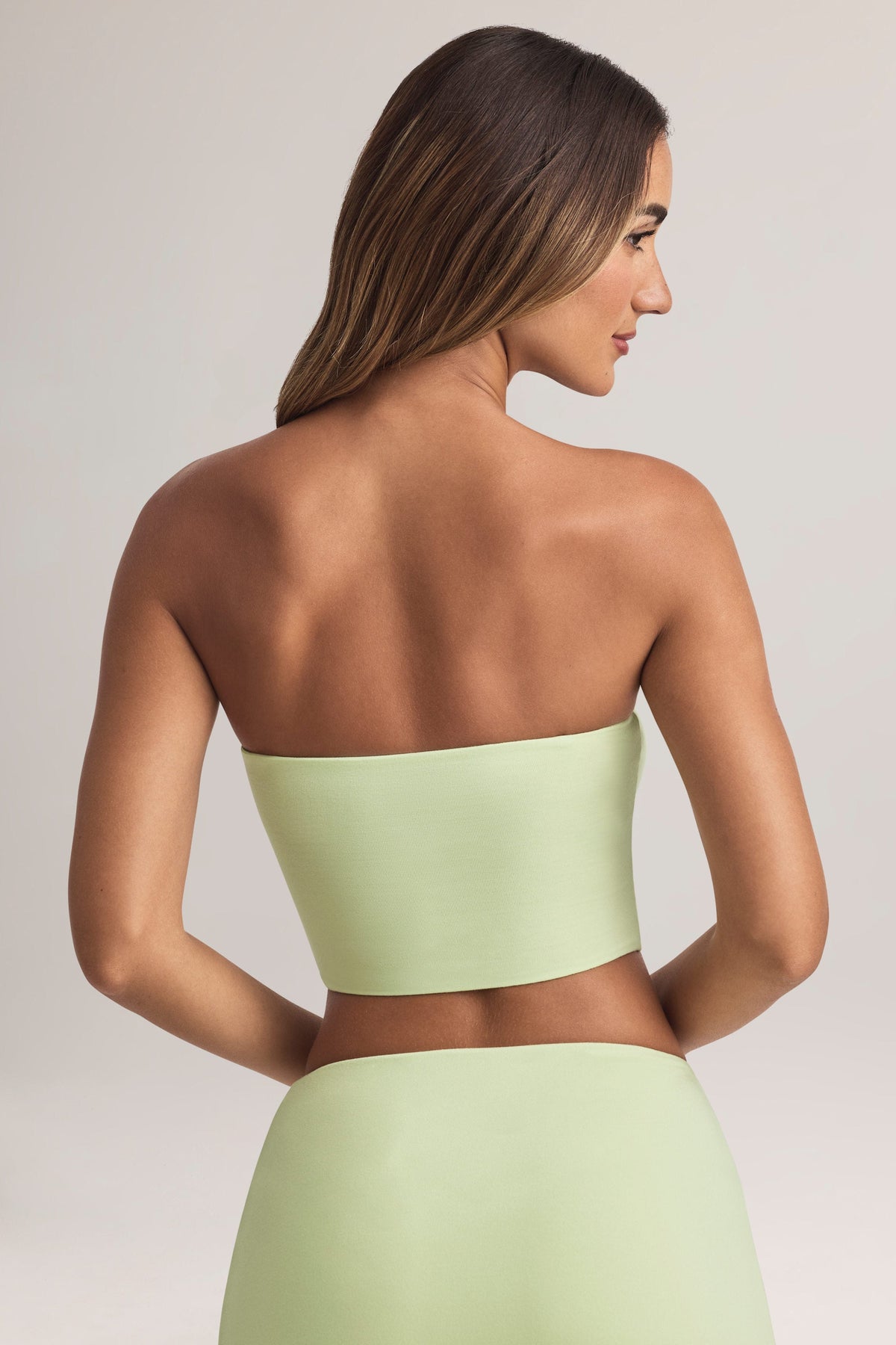 Women's Modal Strapless Crop Top in Lime