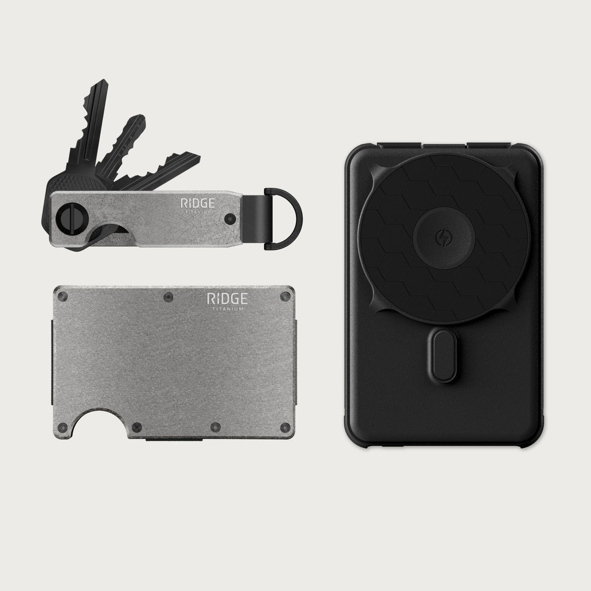 + Power Bank + KeyCase - Stonewashed Titanium + Matte Black + Stonewashed Titanium — Tech Accessories
