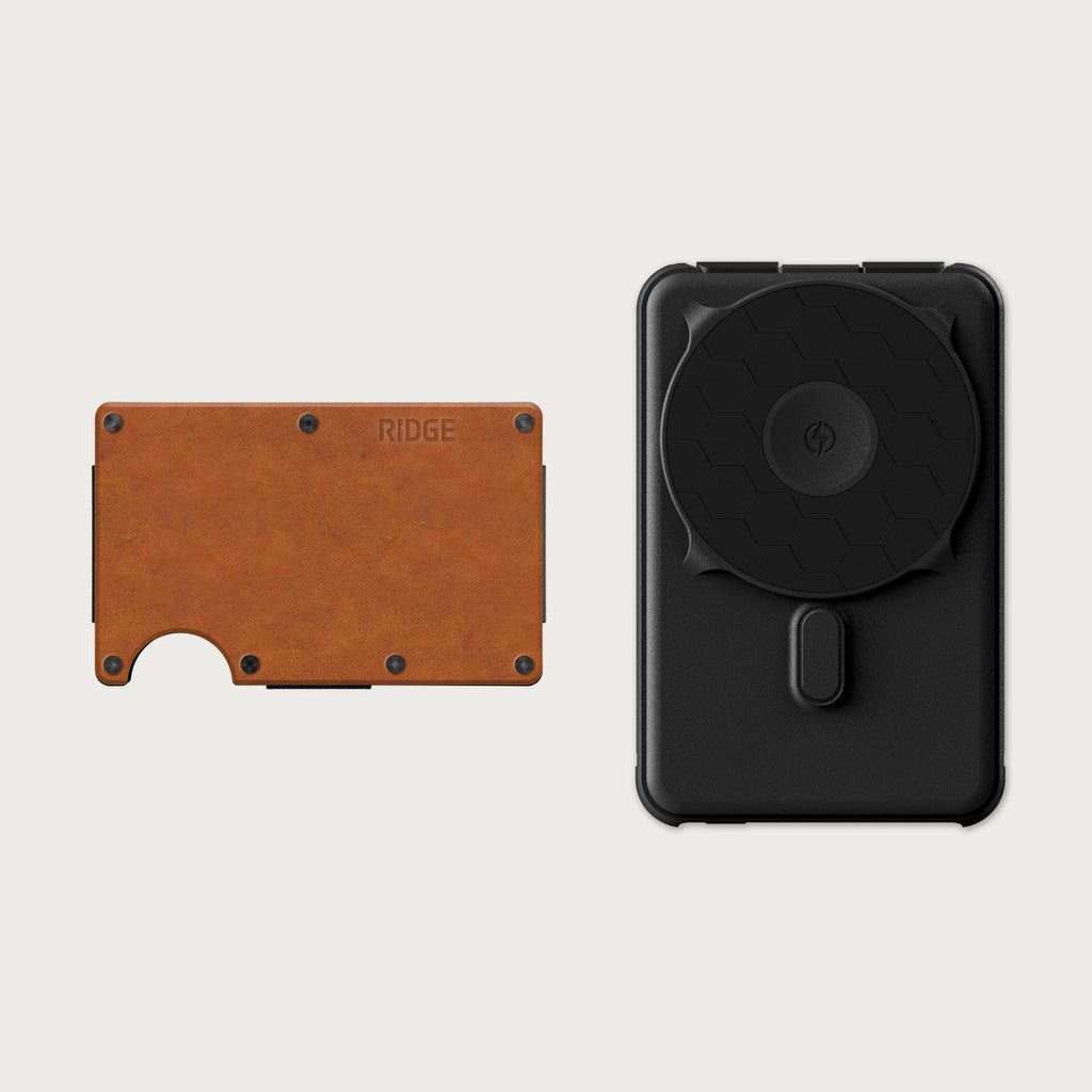 + Power Bank - Tobacco Brown Leather + Matte Black — Tech Accessories