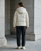Fleece-lined hooded puffer jacket
