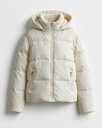 Fleece-lined hooded puffer jacket