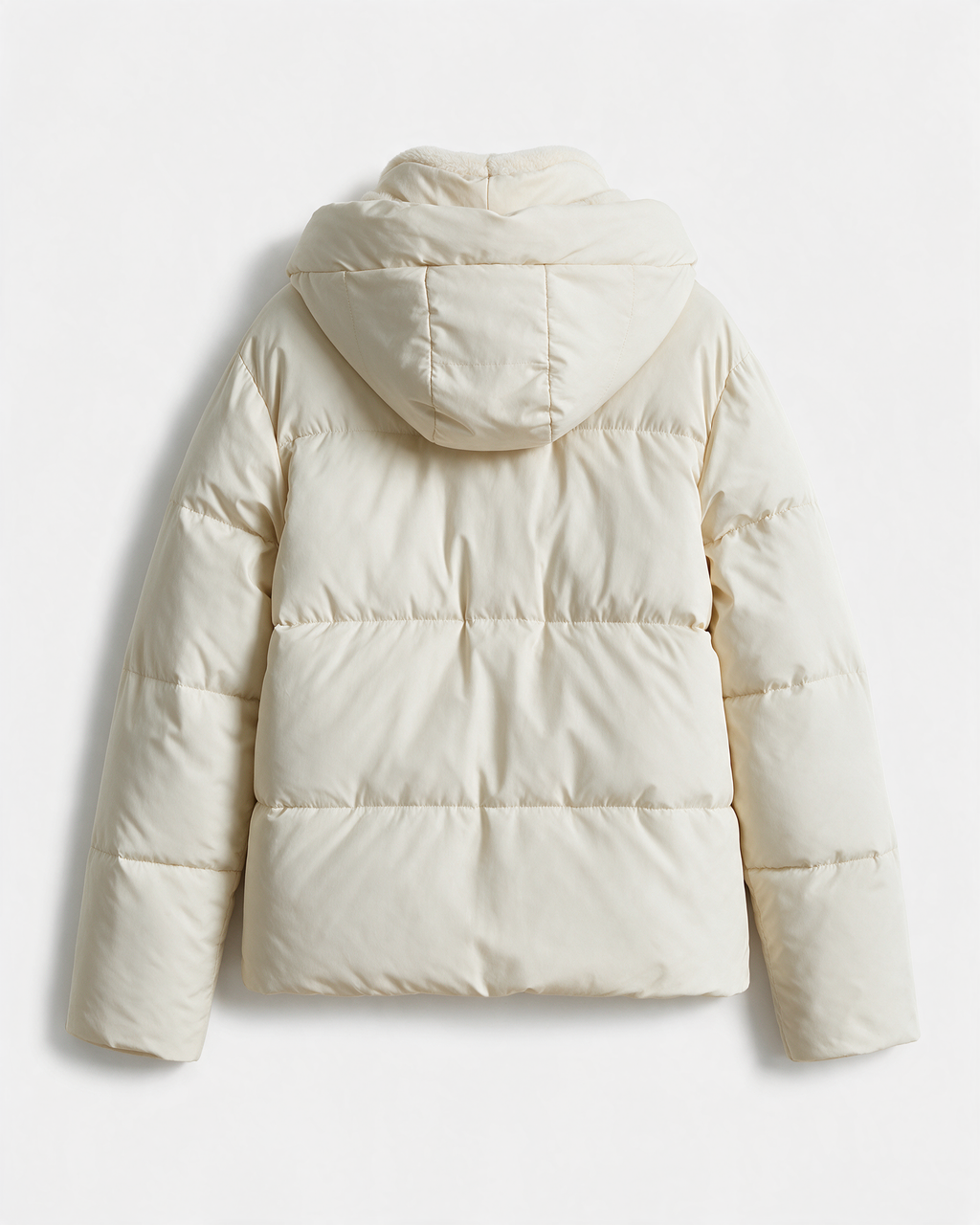 Fleece-lined hooded puffer jacket