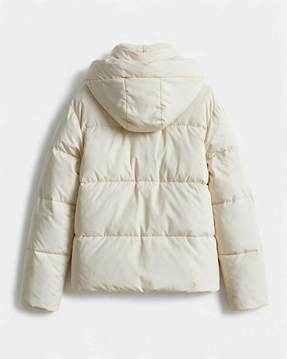 Fleece-lined hooded puffer jacket
