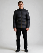 Men’s stand-collar quilted jacket — Black