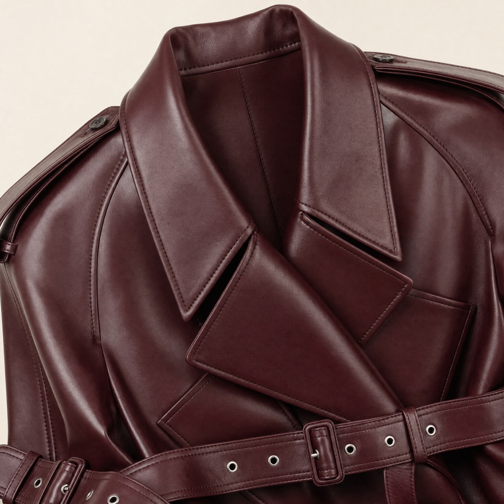 Women's Faux Leather Jacket — Wine red — alternate front product