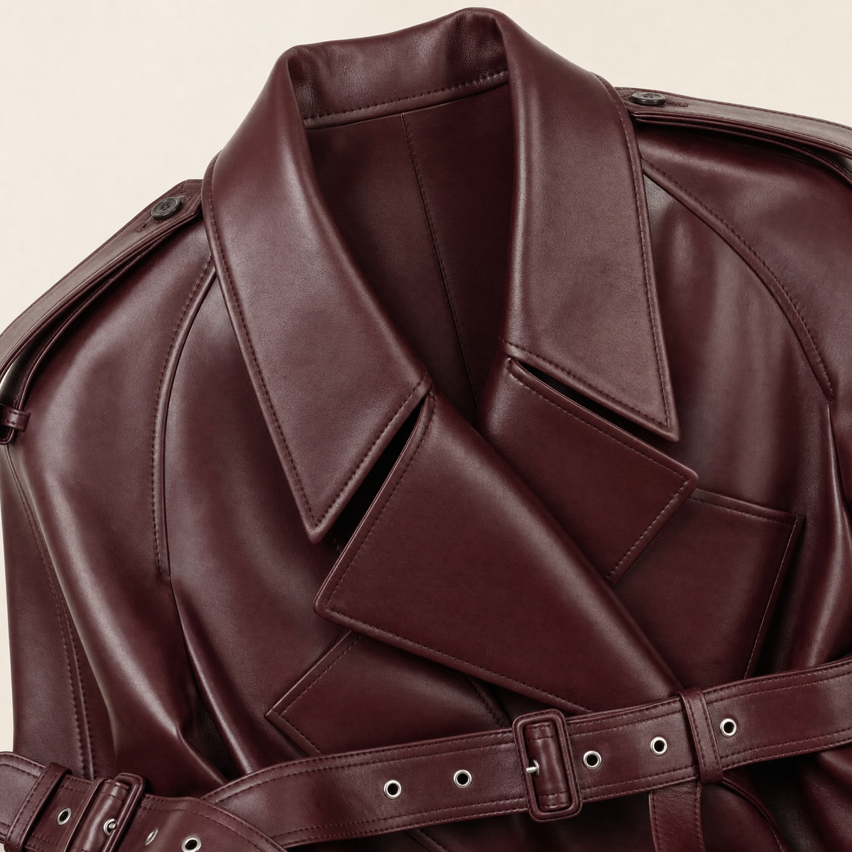 Women's Faux Leather Jacket — Wine red — alternate front product
