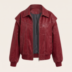 Women's Faux Leather Jacket — Deep red — front product