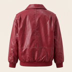 Women's Faux Leather Jacket — Deep red — rear product