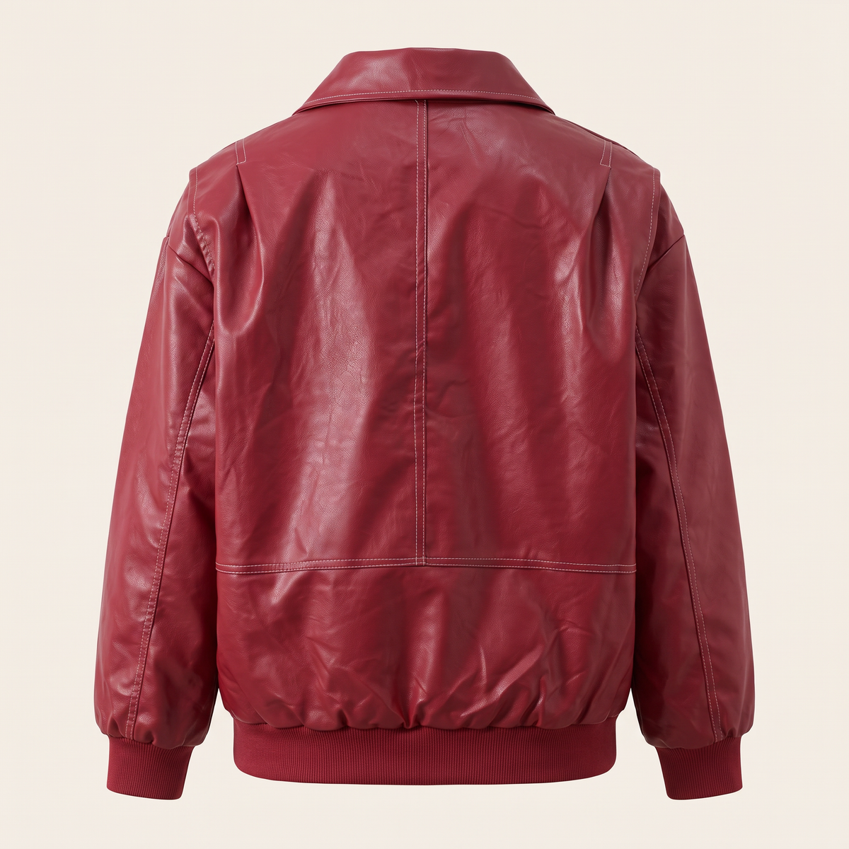 Women's Faux Leather Jacket — Deep red — rear product