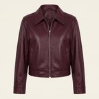 Women's Faux Leather Jacket — Wine red 1 — front product