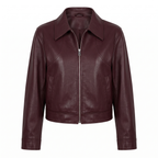 Women's Faux Leather Jacket — Wine red 1 — alternate front product