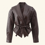 Women's Faux Leather Jacket — Brown red — front product