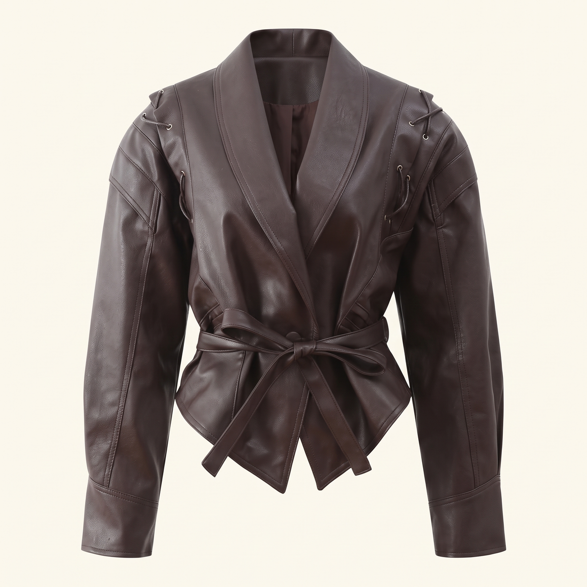 Women's Faux Leather Jacket — Brown red — front product